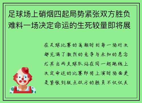 足球场上硝烟四起局势紧张双方胜负难料一场决定命运的生死较量即将展开