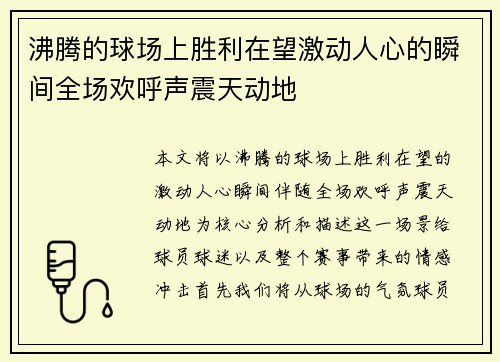 沸腾的球场上胜利在望激动人心的瞬间全场欢呼声震天动地