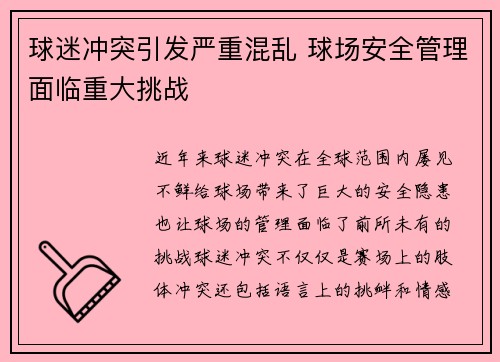 球迷冲突引发严重混乱 球场安全管理面临重大挑战
